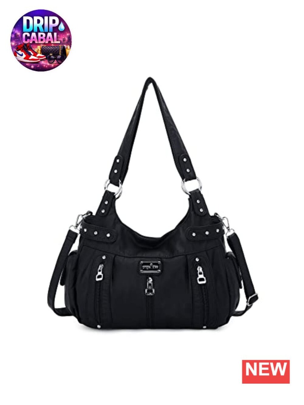 Washed Faux Leather Hobo Crossbody Shoulder Bag Large Vegan Purse